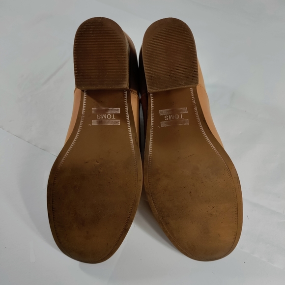 Toms Tassel Back Zip Soft Leather Stacked Heel Ankle Boot Tan Women's Size 10 - Picture 8 of 16